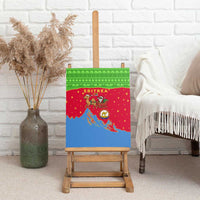 Eritrea Christmas Canvas Wall Art with Santa Claus Camel Sleigh National Emblem and Red Green Blue Pattern - Wonder Print Shop