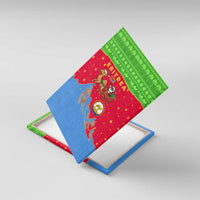 Eritrea Christmas Canvas Wall Art with Santa Claus Camel Sleigh National Emblem and Red Green Blue Pattern - Wonder Print Shop