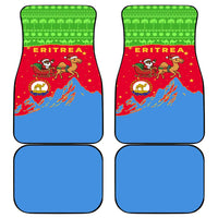 Eritrea Christmas Car Mats with Santa Claus Camel Sleigh National Emblem and Red Green Blue Pattern - Wonder Print Shop