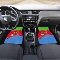 Eritrea Christmas Car Mats with Santa Claus Camel Sleigh National Emblem and Red Green Blue Pattern - Wonder Print Shop