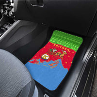 Eritrea Christmas Car Mats with Santa Claus Camel Sleigh National Emblem and Red Green Blue Pattern - Wonder Print Shop