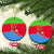 Eritrea Christmas Ceramic Ornament with Santa Claus Camel Sleigh National Emblem and Red Green Blue Pattern - Wonder Print Shop
