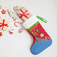 Eritrea Christmas Stocking with Santa Claus Camel Sleigh National Emblem and Red Green Blue Pattern - Wonder Print Shop