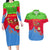 Eritrea Christmas Couples Matching Long Sleeve Bodycon Dress and Hawaiian Shirt with Santa Claus Camel Sleigh National Emblem and Red Green Blue Pattern - Wonder Print Shop