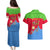 Eritrea Christmas Couples Matching Puletasi and Hawaiian Shirt with Santa Claus Camel Sleigh National Emblem and Red Green Blue Pattern - Wonder Print Shop