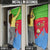Eritrea Christmas Door Cover with Santa Claus Camel Sleigh National Emblem and Red Green Blue Pattern - Wonder Print Shop