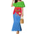 Eritrea Christmas Family Matching Mermaid Dress and Hawaiian Shirt with Santa Claus Camel Sleigh National Emblem and Red Green Blue Pattern - Wonder Print Shop