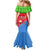 Eritrea Christmas Family Matching Mermaid Dress and Hawaiian Shirt with Santa Claus Camel Sleigh National Emblem and Red Green Blue Pattern - Wonder Print Shop
