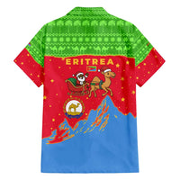 Eritrea Christmas Family Matching Off Shoulder Maxi Dress and Hawaiian Shirt with Santa Claus Camel Sleigh National Emblem and Red Green Blue Pattern - Wonder Print Shop