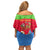 Eritrea Christmas Family Matching Off Shoulder Short Dress and Hawaiian Shirt with Santa Claus Camel Sleigh National Emblem and Red Green Blue Pattern - Wonder Print Shop