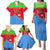 Eritrea Christmas Family Matching Puletasi and Hawaiian Shirt with Santa Claus Camel Sleigh National Emblem and Red Green Blue Pattern - Wonder Print Shop