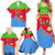 Eritrea Christmas Family Matching Summer Maxi Dress and Hawaiian Shirt with Santa Claus Camel Sleigh National Emblem and Red Green Blue Pattern - Wonder Print Shop