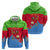 Eritrea Christmas Hoodie with Santa Claus Camel Sleigh National Emblem and Red Green Blue Pattern - Wonder Print Shop