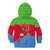 Eritrea Christmas Kid Hoodie with Santa Claus Camel Sleigh National Emblem and Red Green Blue Pattern - Wonder Print Shop