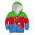 Eritrea Christmas Kid Hoodie with Santa Claus Camel Sleigh National Emblem and Red Green Blue Pattern - Wonder Print Shop