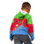 Eritrea Christmas Kid Hoodie with Santa Claus Camel Sleigh National Emblem and Red Green Blue Pattern - Wonder Print Shop