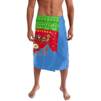 Eritrea Christmas Lavalava with Santa Claus Camel Sleigh National Emblem and Red Green Blue Pattern - Wonder Print Shop