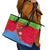 Eritrea Christmas Leather Tote Bag with Santa Claus Camel Sleigh National Emblem and Red Green Blue Pattern - Wonder Print Shop