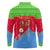 Eritrea Christmas Long Sleeve Polo Shirt with Santa Claus Camel Sleigh National Emblem and Red Green Blue Pattern - Wonder Print Shop