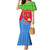 Eritrea Christmas Mermaid Dress with Santa Claus Camel Sleigh National Emblem and Red Green Blue Pattern - Wonder Print Shop
