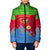 Eritrea Christmas Padded Jacket with Santa Claus Camel Sleigh National Emblem and Red Green Blue Pattern - Wonder Print Shop