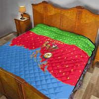 Eritrea Christmas Quilt with Santa Claus Camel Sleigh National Emblem and Red Green Blue Pattern - Wonder Print Shop