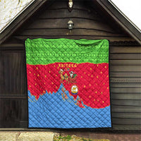 Eritrea Christmas Quilt with Santa Claus Camel Sleigh National Emblem and Red Green Blue Pattern - Wonder Print Shop