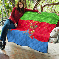 Eritrea Christmas Quilt with Santa Claus Camel Sleigh National Emblem and Red Green Blue Pattern - Wonder Print Shop