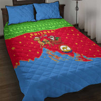 Eritrea Christmas Quilt Bed Set with Santa Claus Camel Sleigh National Emblem and Red Green Blue Pattern - Wonder Print Shop