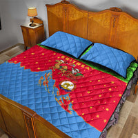 Eritrea Christmas Quilt Bed Set with Santa Claus Camel Sleigh National Emblem and Red Green Blue Pattern - Wonder Print Shop