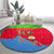 Eritrea Christmas Round Carpet with Santa Claus Camel Sleigh National Emblem and Red Green Blue Pattern - Wonder Print Shop