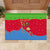 Eritrea Christmas Rubber Doormat with Santa Claus Camel Sleigh National Emblem and Red Green Blue Pattern - Wonder Print Shop