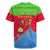 Eritrea Christmas Rugby Jersey with Santa Claus Camel Sleigh National Emblem and Red Green Blue Pattern - Wonder Print Shop