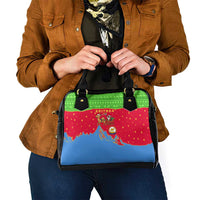 Eritrea Christmas Shoulder Handbag with Santa Claus Camel Sleigh National Emblem and Red Green Blue Pattern - Wonder Print Shop