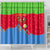 Eritrea Christmas Shower Curtain with Santa Claus Camel Sleigh National Emblem and Red Green Blue Pattern - Wonder Print Shop