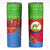 Eritrea Christmas Skinny Tumbler with Santa Claus Camel Sleigh National Emblem and Red Green Blue Pattern - Wonder Print Shop