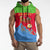 Eritrea Christmas Sleeveless Hoodie with Santa Claus Camel Sleigh National Emblem and Red Green Blue Pattern - Wonder Print Shop