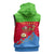 Eritrea Christmas Sleeveless Zip Hoodie with Santa Claus Camel Sleigh National Emblem and Red Green Blue Pattern - Wonder Print Shop
