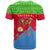 Eritrea Christmas T Shirt with Santa Claus Camel Sleigh National Emblem and Red Green Blue Pattern - Wonder Print Shop