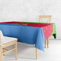 Eritrea Christmas Tablecloth with Santa Claus Camel Sleigh National Emblem and Red Green Blue Pattern - Wonder Print Shop