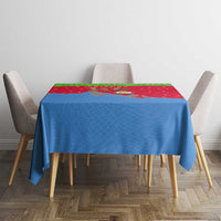 Eritrea Christmas Tablecloth with Santa Claus Camel Sleigh National Emblem and Red Green Blue Pattern - Wonder Print Shop
