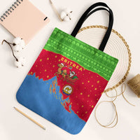 Eritrea Christmas Tote Bag with Santa Claus Camel Sleigh National Emblem and Red Green Blue Pattern - Wonder Print Shop