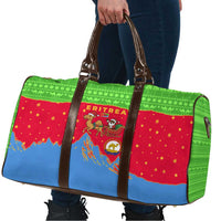 Eritrea Christmas Travel Bag with Santa Claus Camel Sleigh National Emblem and Red Green Blue Pattern - Wonder Print Shop
