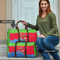 Eritrea Christmas Travel Bag with Santa Claus Camel Sleigh National Emblem and Red Green Blue Pattern - Wonder Print Shop