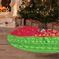 Eritrea Christmas Tree Skirt with Santa Claus Camel Sleigh National Emblem and Red Green Blue Pattern - Wonder Print Shop
