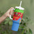 Eritrea Christmas Tumbler With Handle with Santa Claus Camel Sleigh National Emblem and Red Green Blue Pattern - Wonder Print Shop
