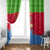 Eritrea Christmas Window Curtain with Santa Claus Camel Sleigh National Emblem and Red Green Blue Pattern - Wonder Print Shop
