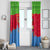 Eritrea Christmas Window Curtain with Santa Claus Camel Sleigh National Emblem and Red Green Blue Pattern - Wonder Print Shop