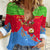 Eritrea Christmas Women Casual Shirt with Santa Claus Camel Sleigh National Emblem and Red Green Blue Pattern - Wonder Print Shop