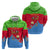 Eritrea Christmas Zip Hoodie with Santa Claus Camel Sleigh National Emblem and Red Green Blue Pattern - Wonder Print Shop